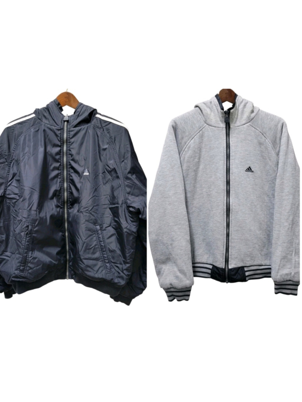 Adidas Vintage Men's Y2K Reversible Padded Hooded Full-Zip Long-Sleeves Jacket